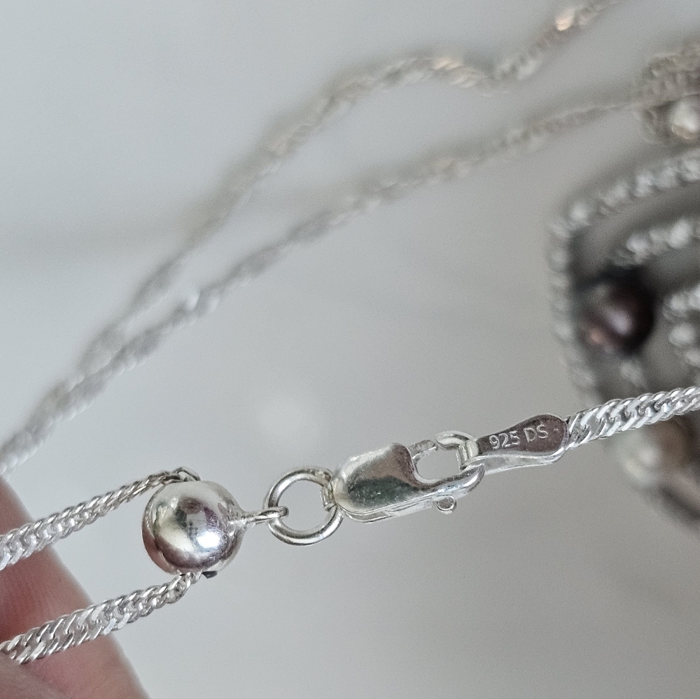 STERLING SILVER  Heart Pendant with REAL Pearls - Picture 3 of 11